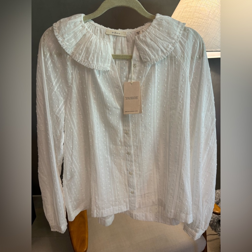 Doen White Button Down Shirt - Picture 2 of 3
